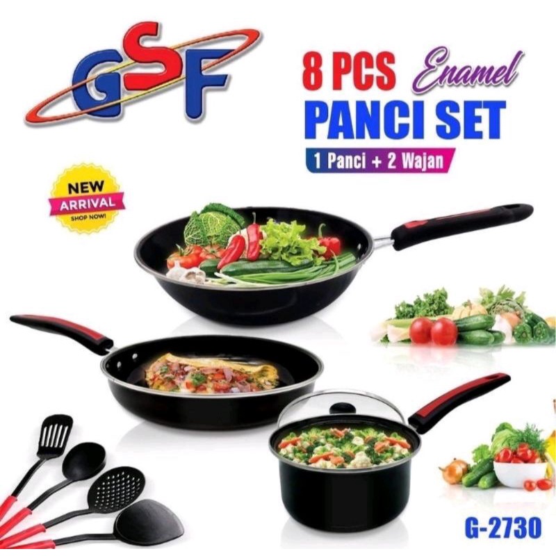panci set spatula - panci set enamel - panci set 8pcs -  wajan enamel