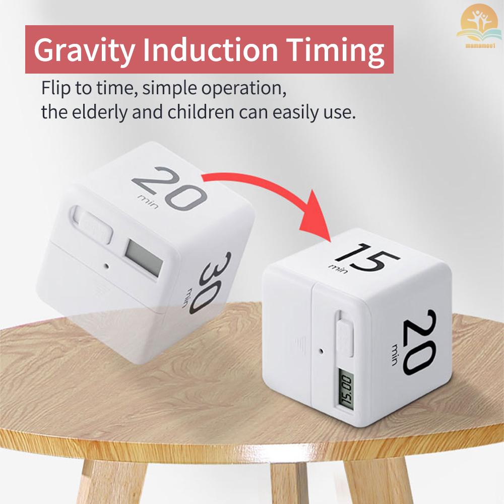 Portable Cube Timer Digital Kitchen Timer Countdown Alarm 1-3-5-10 Minutes Flip Timing with Digital Display Time Management for Study Sports Cooking Gaming Office