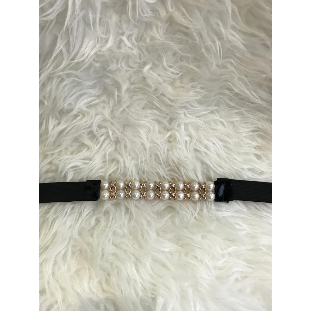 belt mutiara karet hitam / gesper fashion /ikat pinggang acc