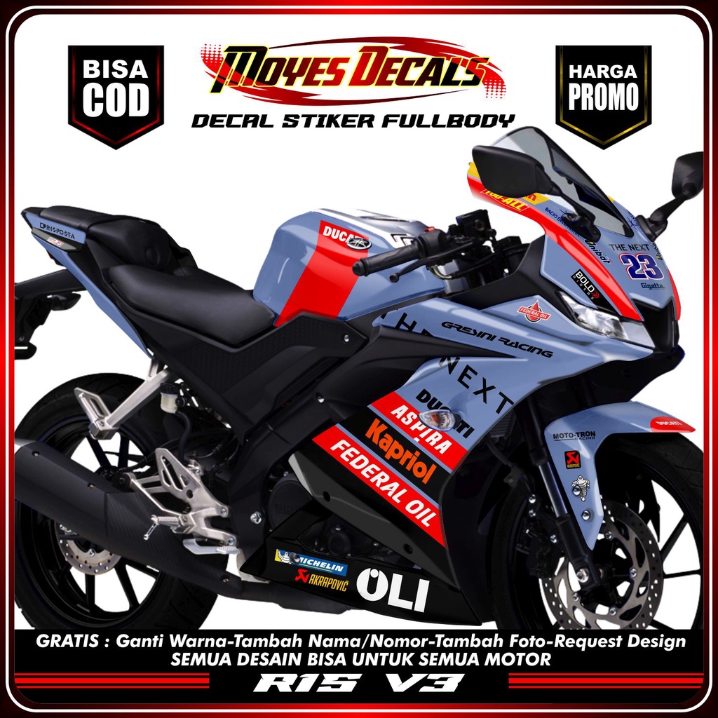 COD Decal stiker striping r15 v3 stiker motor r15 v3 stiker yamaha r15 v3 stiker r15 stiker fullbody