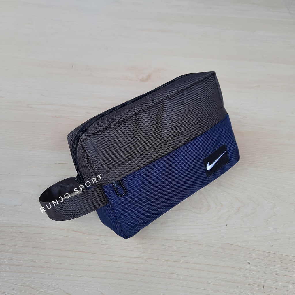 Hand Bag Sport Nike Handbag Pouch Tas Tangan Pria Wanita ABU HITAM