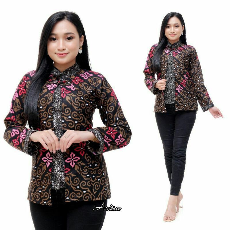 tey-17 Batik wanita ASJ SA HRB026 Kenongo Kemeja Tosca Pendek-12