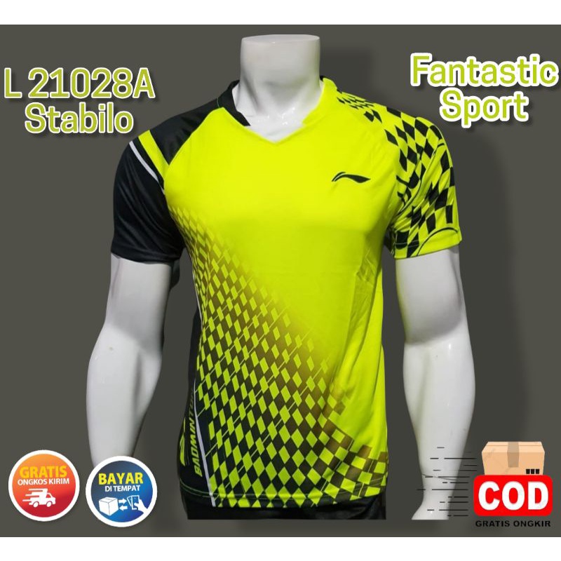 [COD] BAJU BADMINTON PRIA L 21028A STABILO KAOS BULUTANGKIS GRADEORI IMPORT JERSEY LI-NING KEKINIAN 
