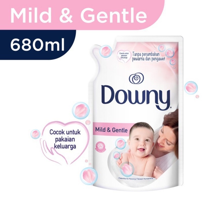 Downy Mild &amp; Gentle Softener Pelembut Pakaian Bayi Pewangi Baju 650ml