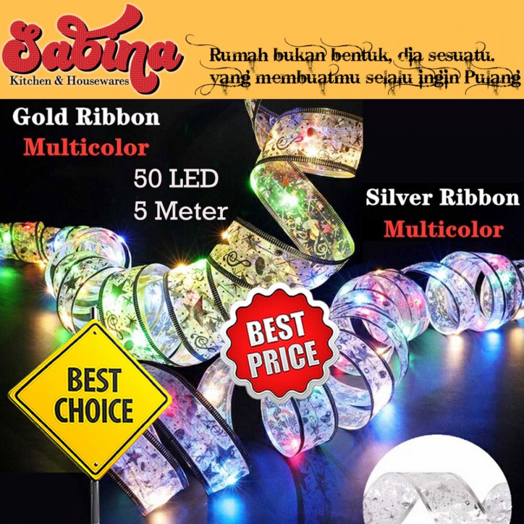 Lampu LED Hias Model Pita Dekorasi Ribbon 50 LED Multi Color Light 5M