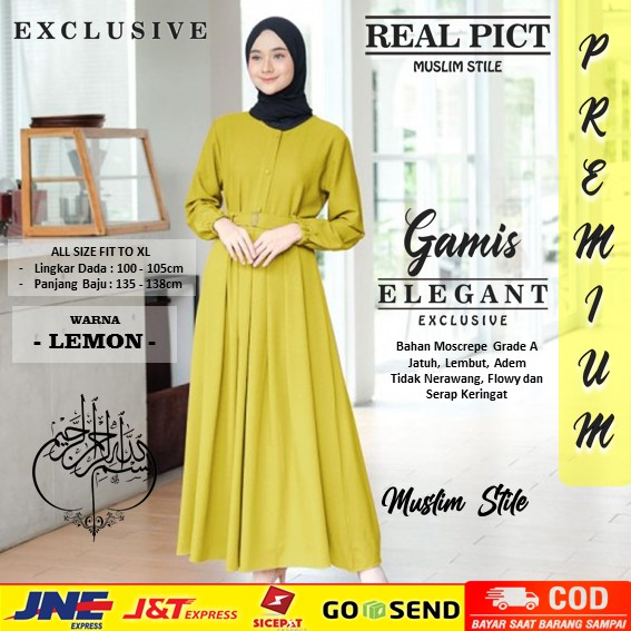 Baju Gamis Wanita Syar'i Muslim Remaja Sabinna Gamis Modis Wanita Lebaran 2020 Terbaru Super Kek Lt-2