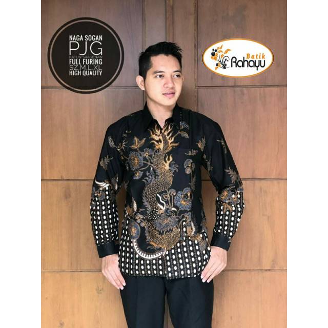 Batik Pria NAGA SOGAN PANJANG Asli Katun Sragenan Full Furing Murah