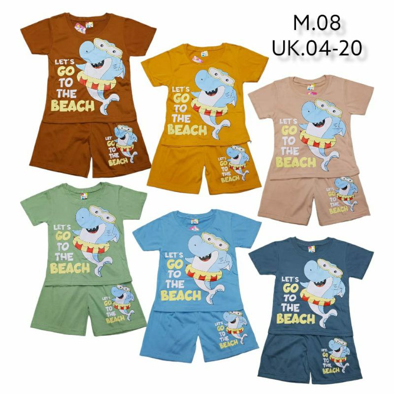 SETELAN BAJU ANAK LAKI-LAKI UMUR 2-6 TAHUN MOTIF SHARK