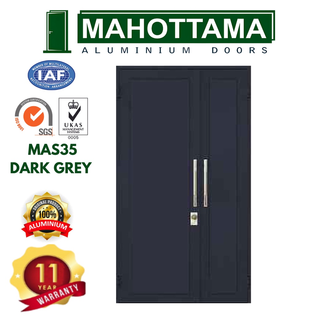 MAHOTTAMA - Pintu Rumah Utama Kamar Tidur Kamar Mandi Aluminium 120 x 215cm 1 Set Kunci Handle Engsel Original Garansi Resmi Bisa Custom Ukuran Geser / Sliding Door - MAS35