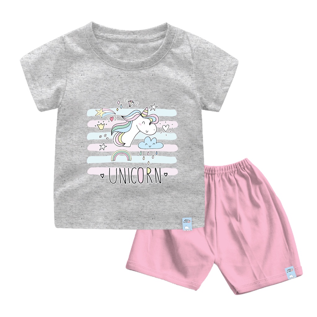 Naked&amp;Free - Kaos Setelan Bayi &amp; Anak Unicorn Rain - Bahan Katun Combed 30s Lembut &amp; Nyaman