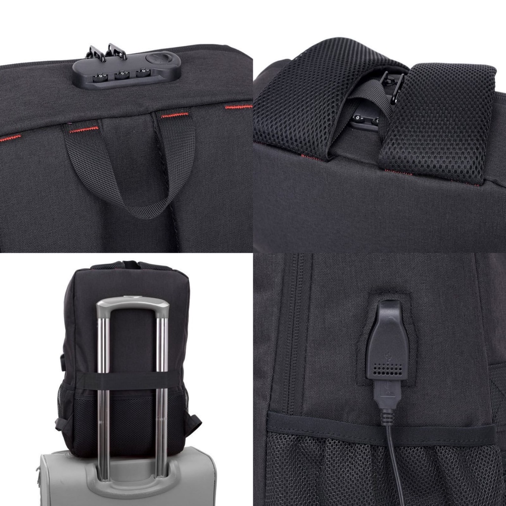 TAS RANSEL PRIA KANVAS BACKPACK BESAR USB PORT CHARGER HITAM ALCAN TA544B5 GENDONG PUNGGUNG MURAH KULIAH KERJA SEKOLAH COWOK KEKINIAN IMPORT BATAM PREMIUM