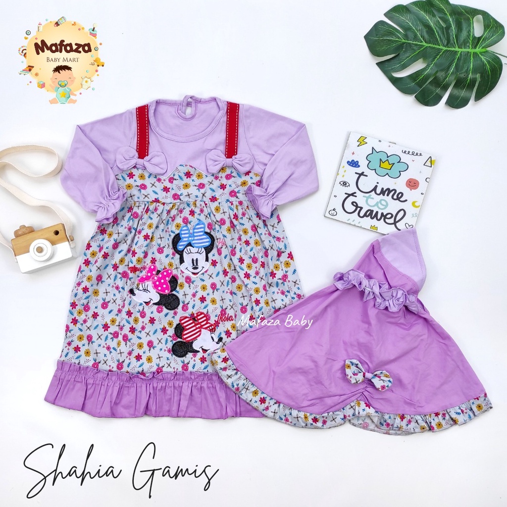 MAFAZABABY Baju Muslim Anak / Bayi Dress Muslim Anak Baju Muslim Bayi Gamis Anak Murah Gamis Anak 6-18 Bulan Murah Bahan Katun Berkualitas SNI-Shahia (ungu)