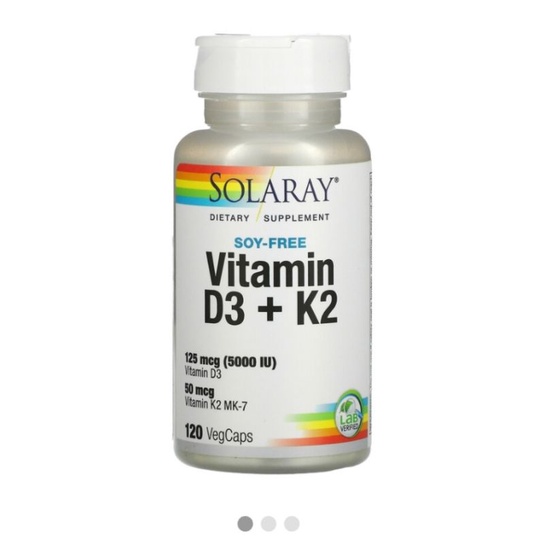 Solaray Vitamin D3 5000IU + K2 50mcg 120 vegcaps HALAL CERT VitFabLife