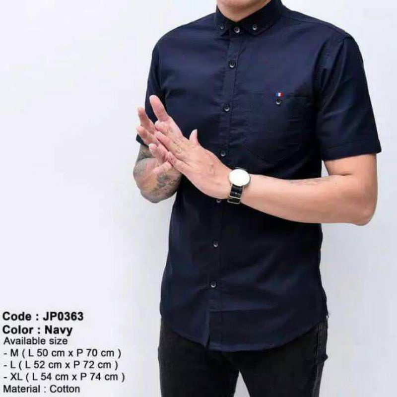 KEMEJA PRIA BOYI TOP MAN LENGAN PENDEK KASUAL FORMAL KERJA PUTIH HITAM NAVY GREY