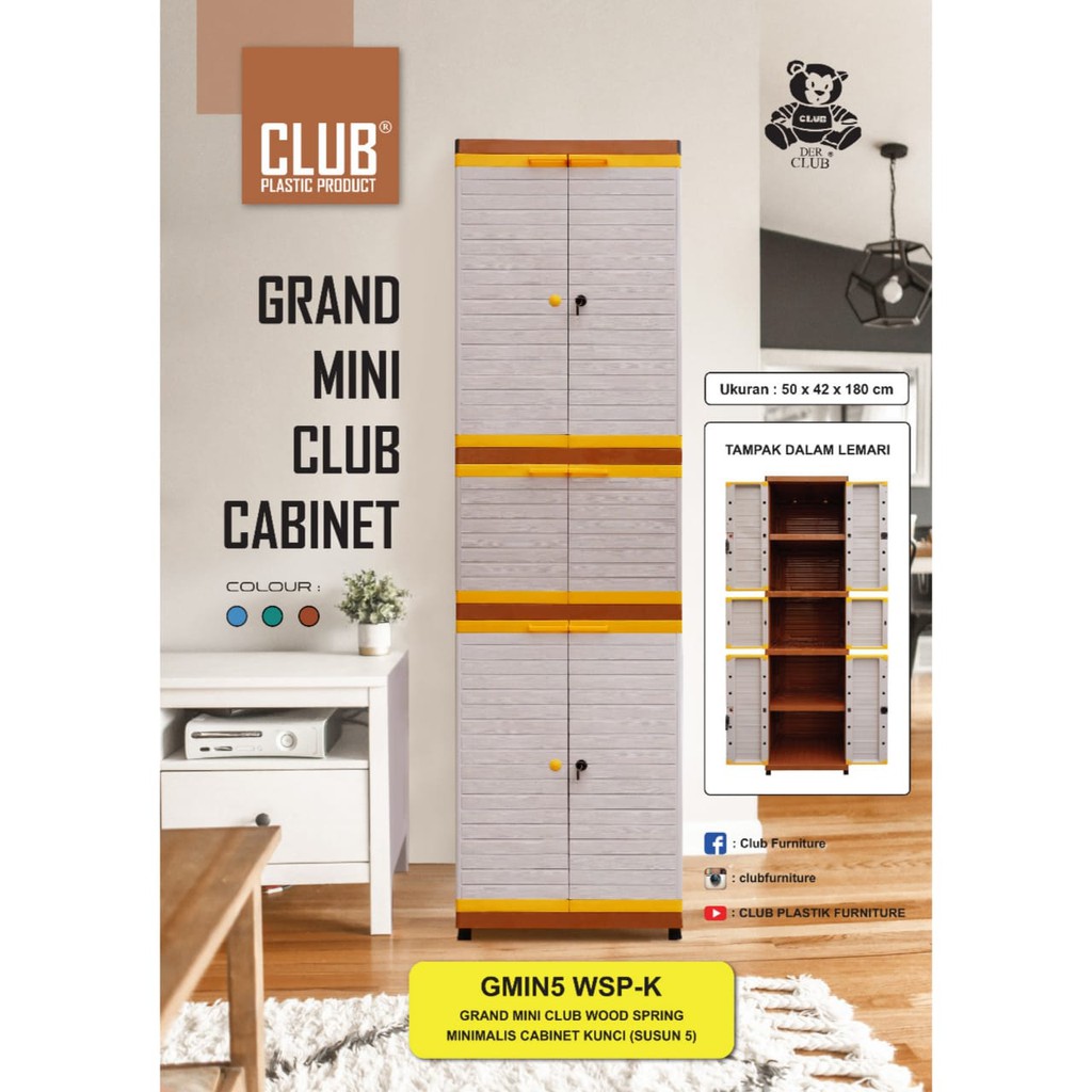  LEMARI  PLASTIK  SUSUN  5 CLUB  KUNCI  GRAND MINI Shopee 