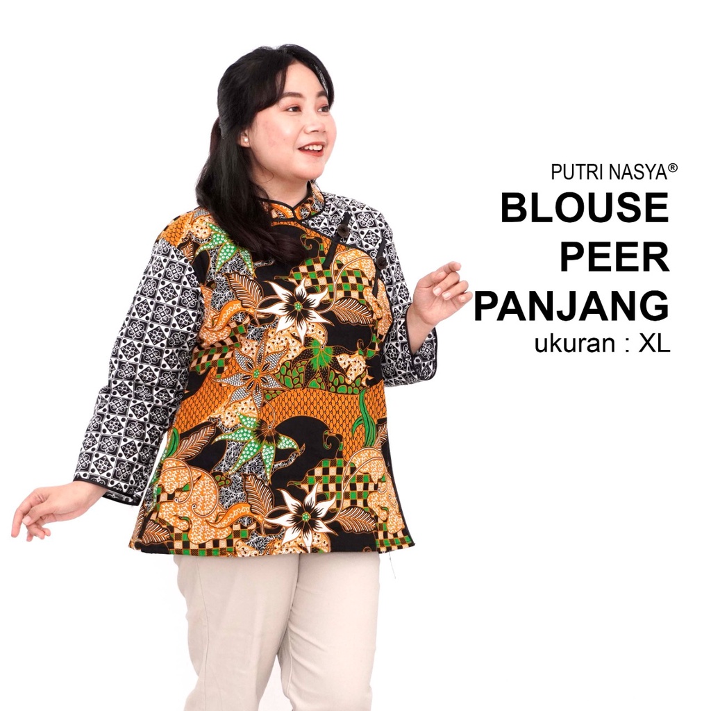 Atasan Batik Wanita Blouse Big Size Wanita Jumbo LD 140 Model Blus Jumbo Seragam Kerja Kantor Batik S-M-L-XL-2L-3L-4L-5L-6L-7L / Pakaian Batik Kerja Kekinian