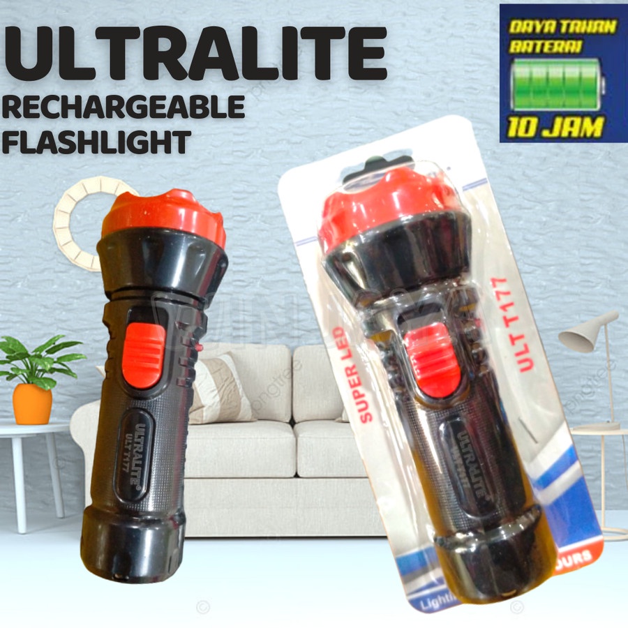 SENTER LED CHARGER ULTRALITE ULT177 LAMPU SENTER TANGAN RECHERGEABLE