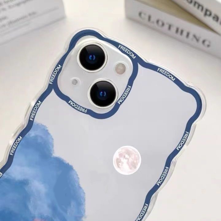 Soft Case TPU Transparan Motif Bulan Untuk Iphone 13 Pro Max 12 11 XS XR X 8 7 6 Plus Mini SE 2020