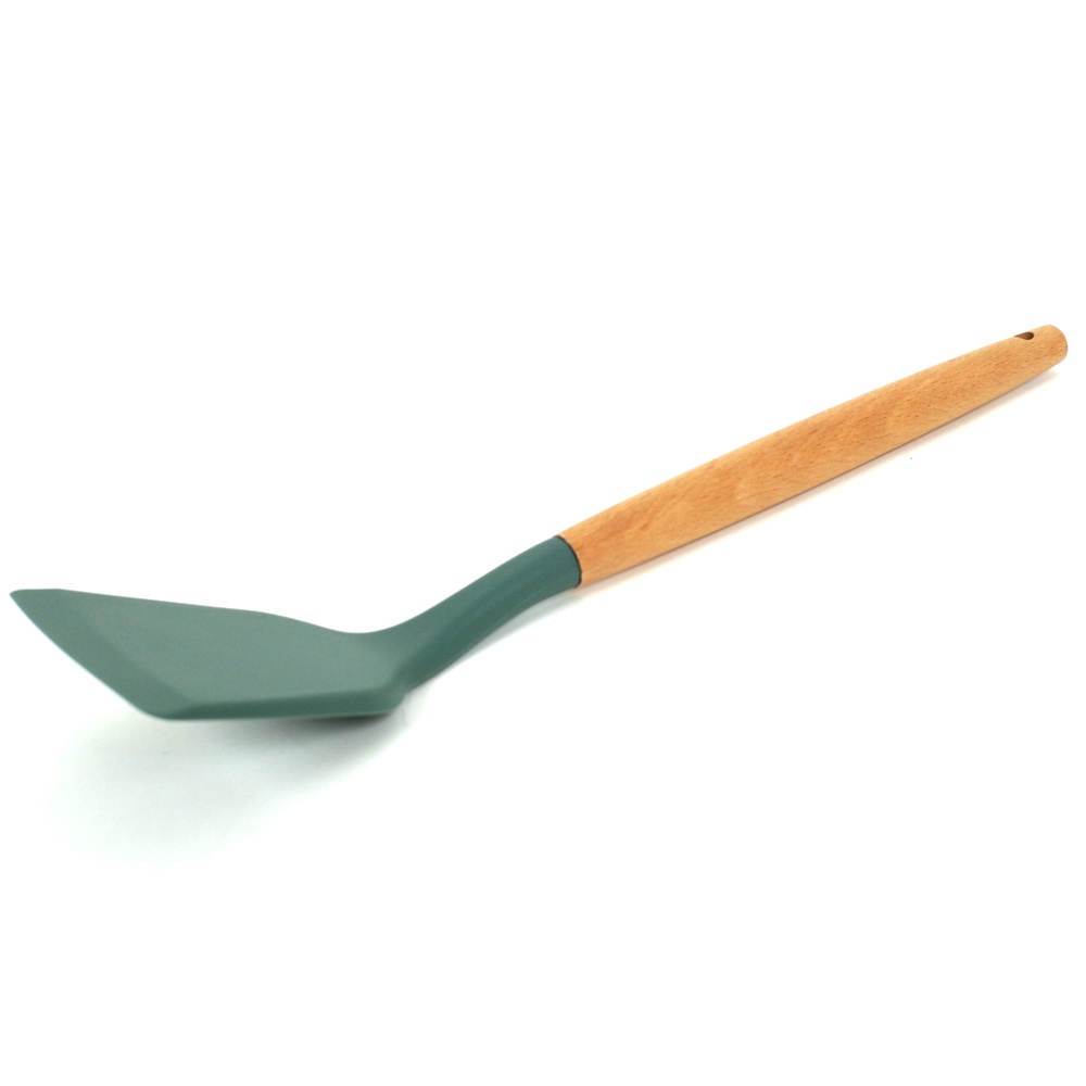 Spatula Silikon Gagang Kayu Anti Leleh dan Kokoh