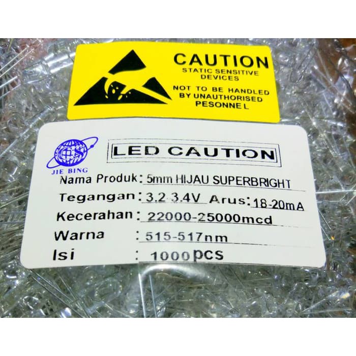 1000Pcs LED 5mm Super Bright P-Hijau