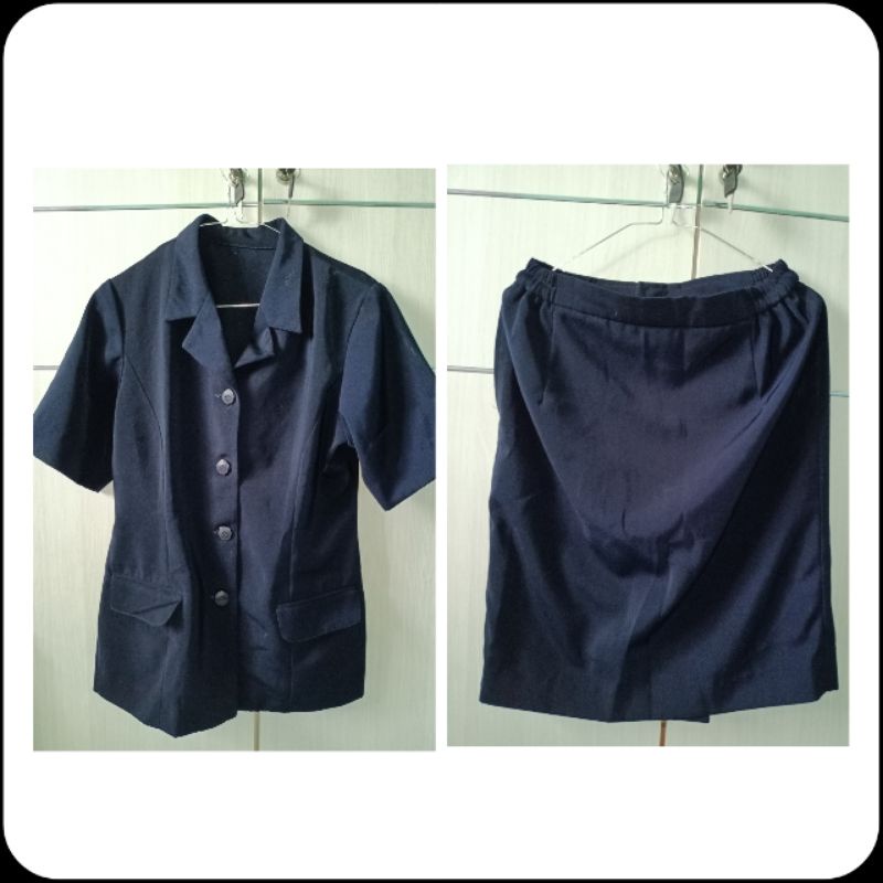 SERAGAM PSH PNS GURU WANITA FORMAL BIRU DONGKER POLOS PRELOVED BEKAS