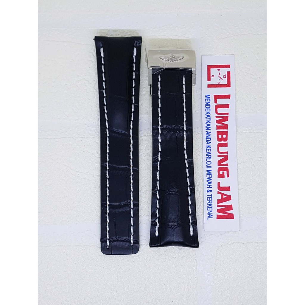 Promo BREITLING BLACK LEATHER STRAP 24mm Terlaris