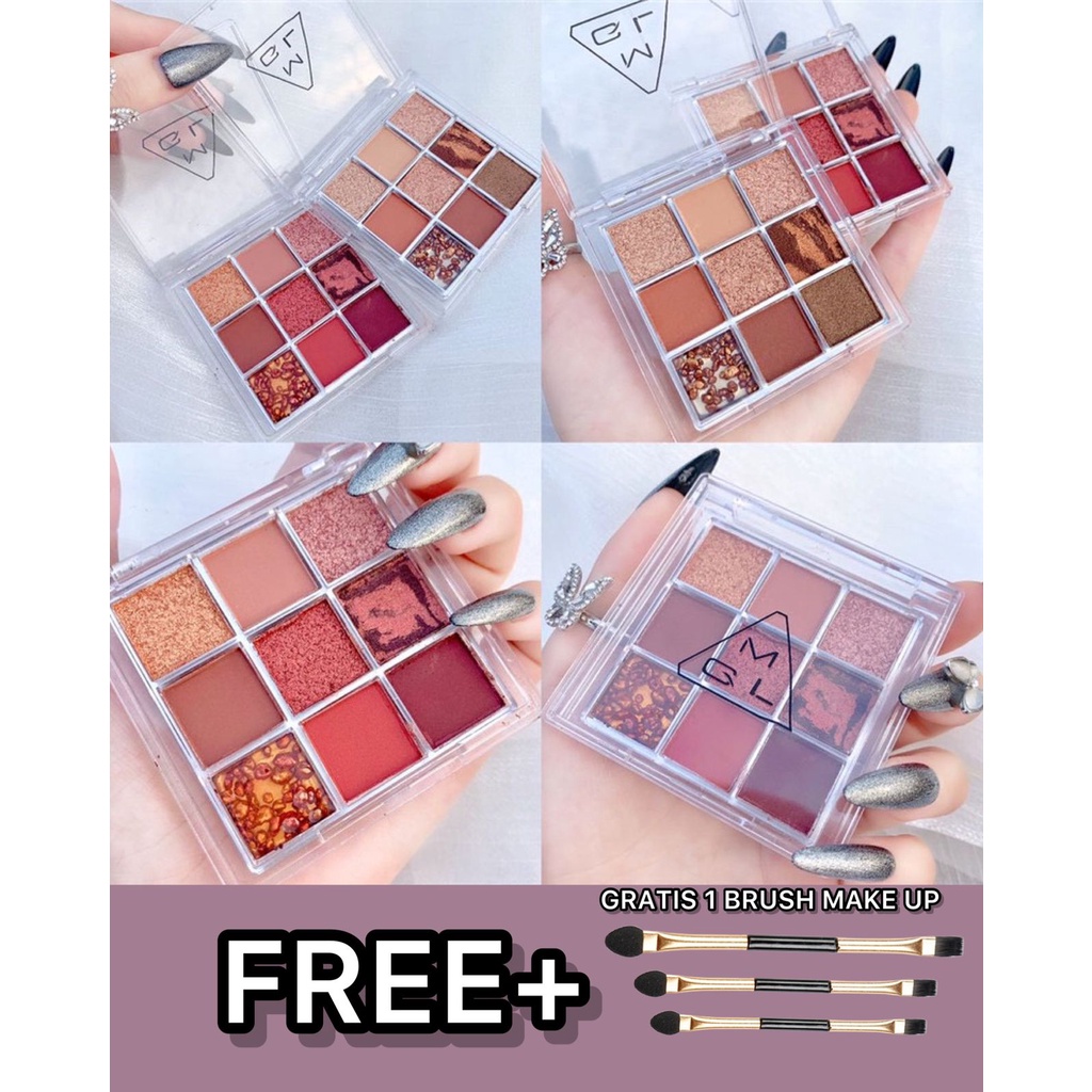 Eyeshadow  MGL 9 Warna Pigmented Eyeshadow Murah Glitter COD!!!