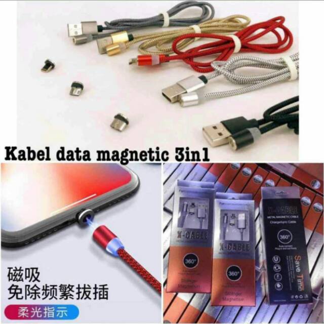 Kabel data magnet 3in1 (mirco / type c kabel data magnetnic )