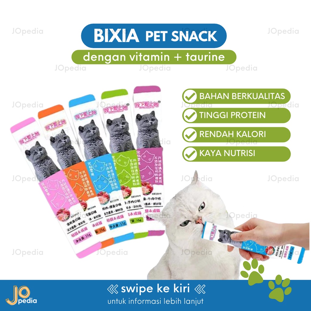 BIXIA Snack Kucing Cemilan Makanan Basah Strip Cat Creamy Treats