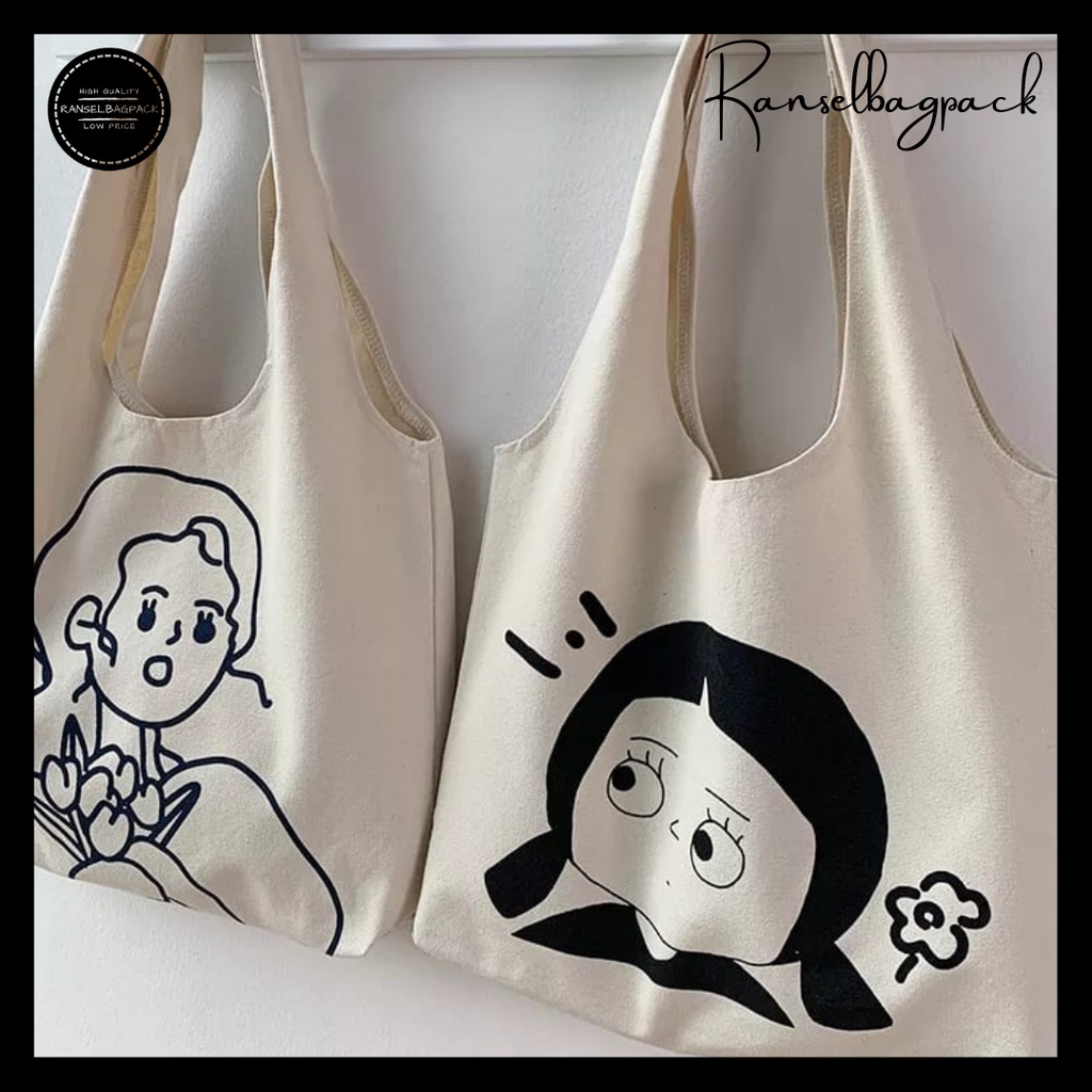 Tote Bag Wanita - Sekolah Kuliah Kerja Traveling Korea Fashion Multifungsi Stylish Bahu Kekinian Import Lokal Original Kanvas Murah Terbaru Bagus Perempuan Cewekl