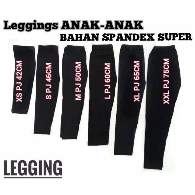 Legging Anak Polos Hitam Size S - XXL