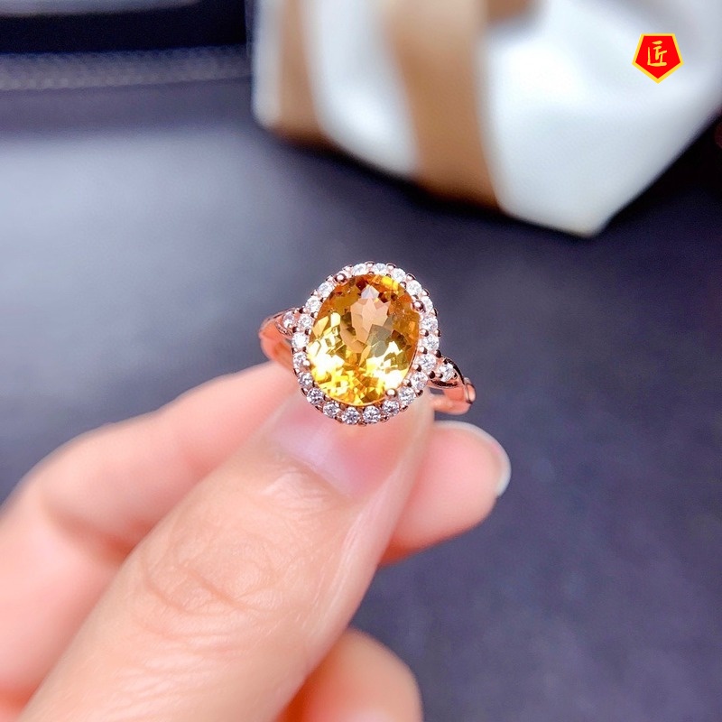 [Ready Stock]Simple Personality Natural Citrine Ring