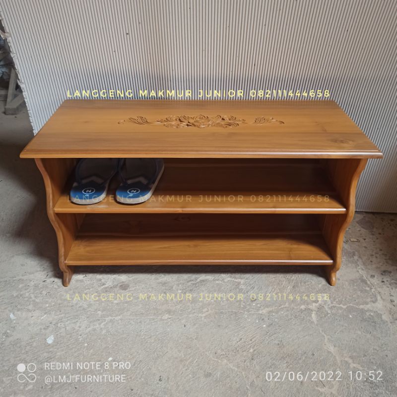 rak sandal sepatu minimalis kecil jati jepara