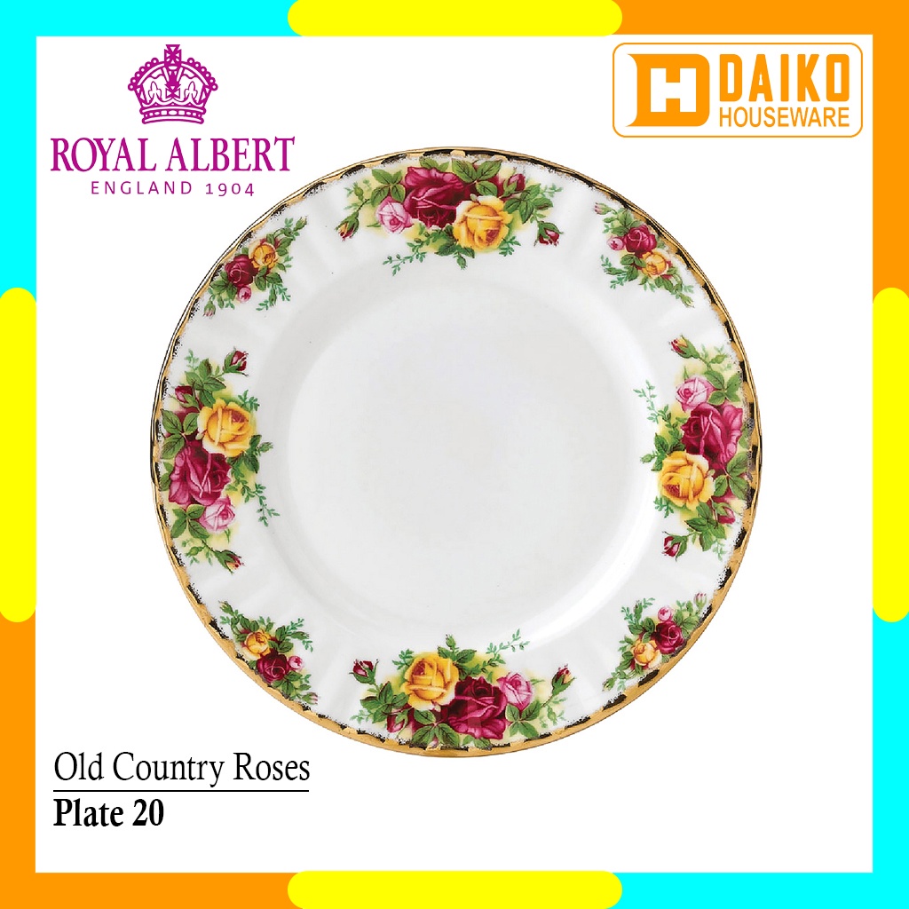 Cangkir Teh Set Royal Albert Old Country Roses - Teacup, Saucer, Plate 20 Cm Original Royal Albert