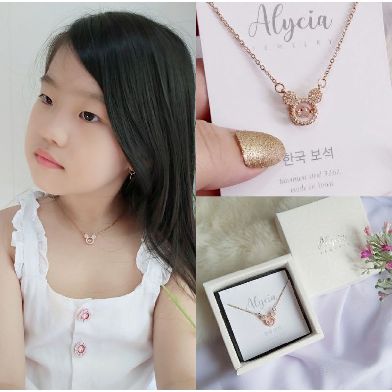 set kalung dan anting titaniun mickey dancing diamond