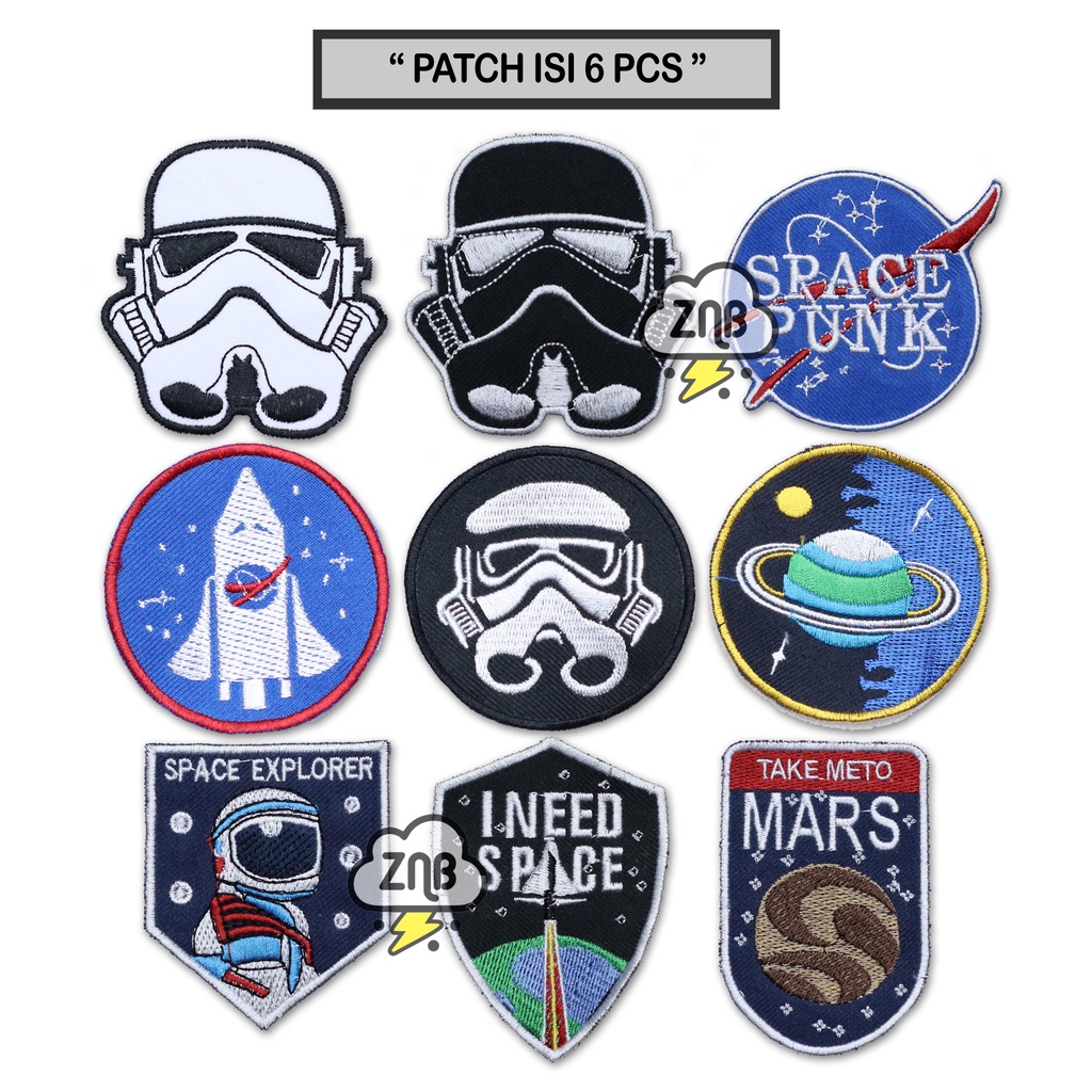 PATCH BORDIR STARWARS NASA SPACE PUNK ISI 9 PATCH EMBLEM BORDIR PATCH IRON