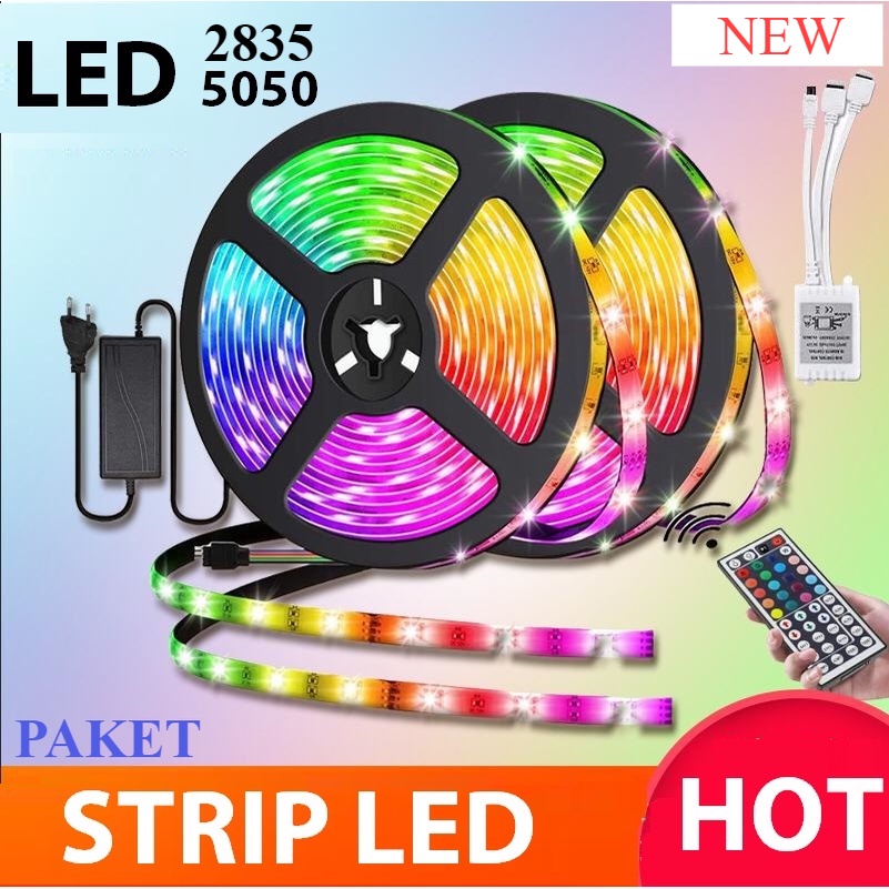 [WS] PAKET LAMPU LED STRIP 2835 5050 RGB REMOTE LAMPU HIAS WARNA WARNI LAMPU KAMAR AESTHETIC