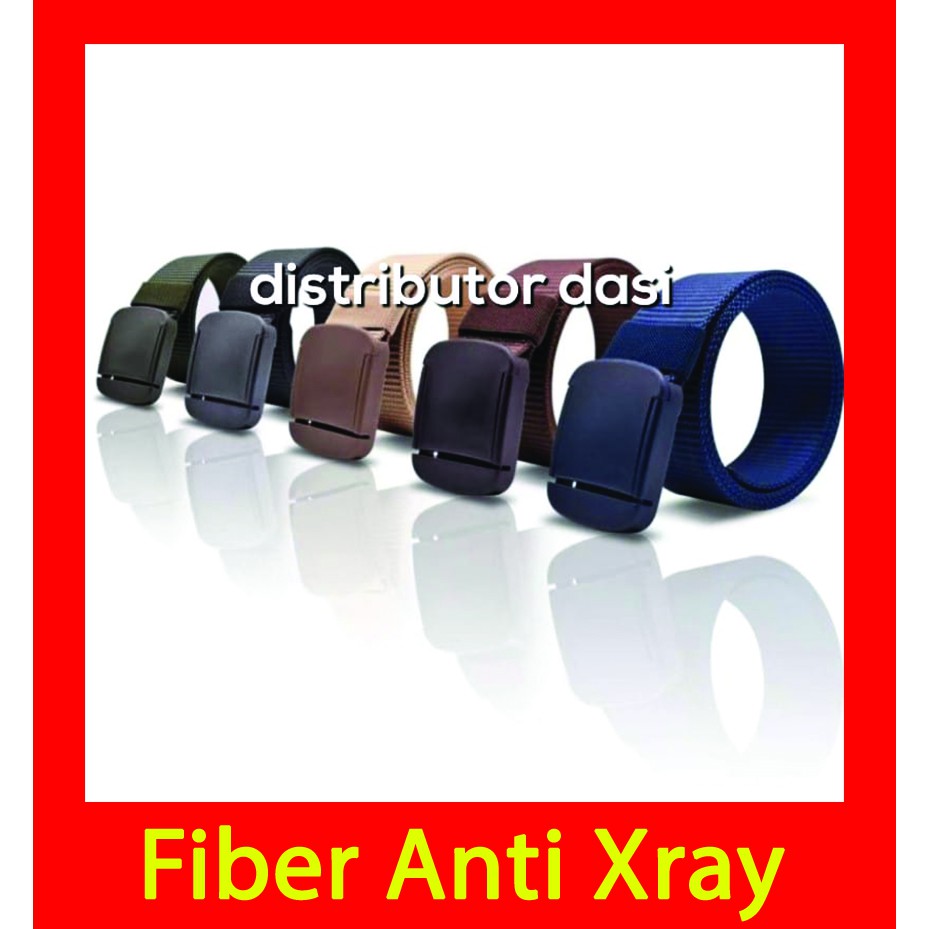 ikat pinggang kanvas nylon hitam navy hijau cream Anti Metal Detector Gesper sabuk Anti XRay oval