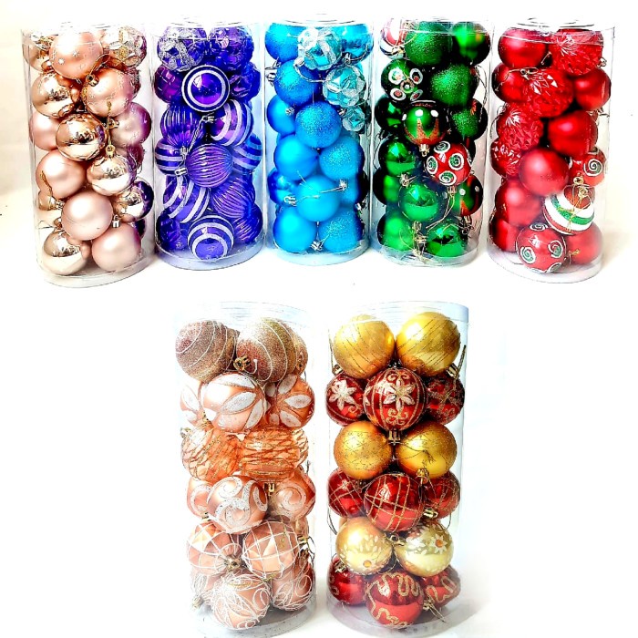 Bola Natal 6cm isi 24 Motif Mix Hiasan Pohon Natal Aksesories Premium Hiasan Natal Harga Grosir Termurah