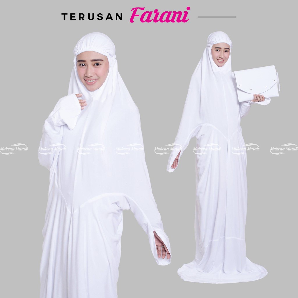 MUKENA MURAH ID MUKENA TERUSAN RAYON FARANI UKURAN JUMBO POLOS WARNA PUTIH