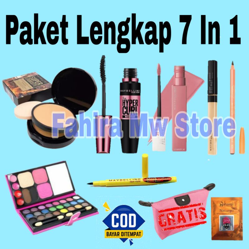 Paket Kosmetik Lengkap Maybelline 7 In 1 / Paket Kecantikan Wanita / Make Up Maybelline