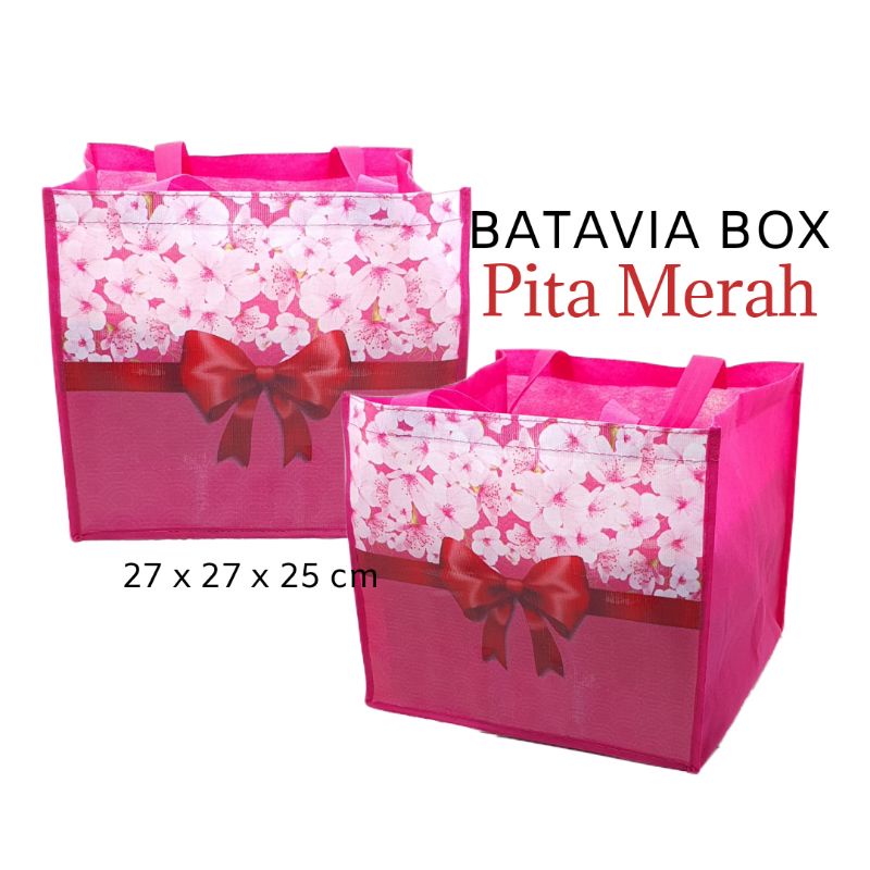 

Tas Goodie bag 27x27x25 Pita Merah (Minimal Pembelian 5pcs)