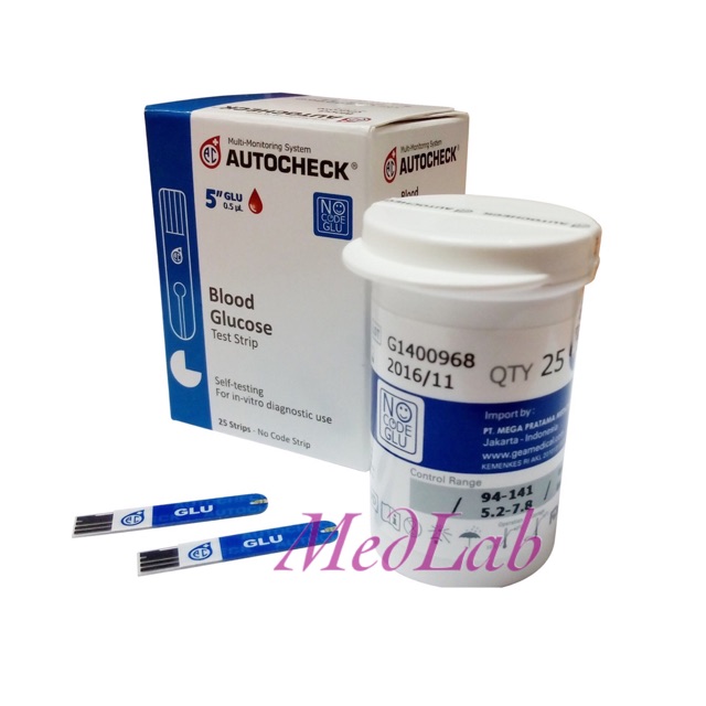 Autocheck Gula Darah 25 Strip Autocheck Auto Check Blood Glucose 25 strip / stick /stik