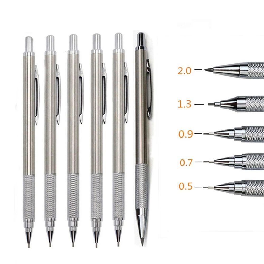 Mxbeauty Pensil Otomatis Kantor Sekolah Untuk Pelajar Menggambar 0.5/0.7/0.9/1.3/2.0mm Sketsa Pensil Mekanik