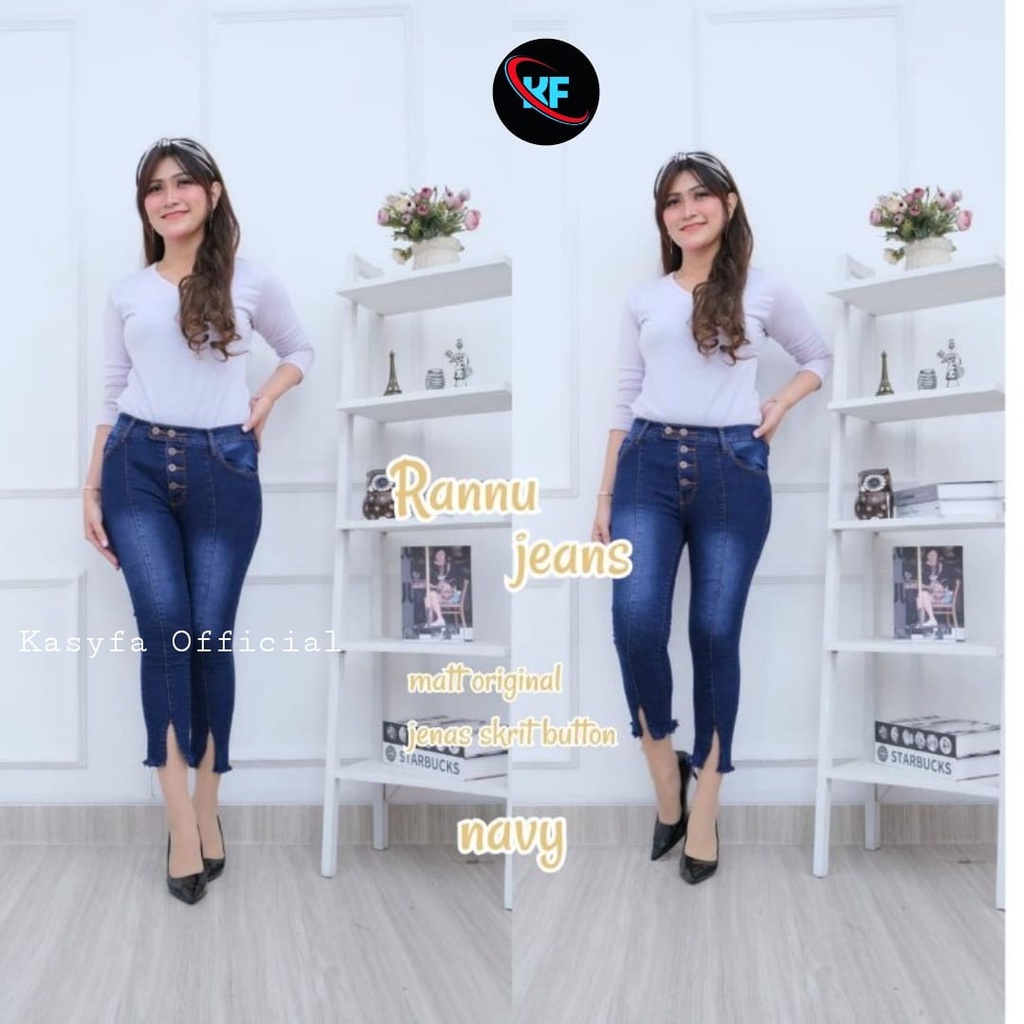 RANNU CELANA JEANS HIGHWAIST 7/9 KANCING 5 BELAH TULANG