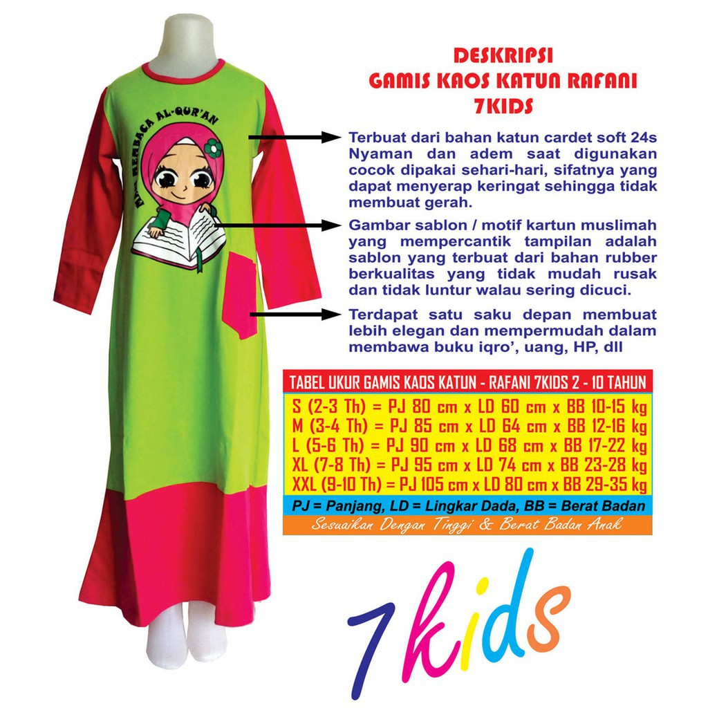 Terbaru Gamis Kaos Anak Perempuan & Setelan Kaos Muslimah Karakter Islami Yanaterrashop