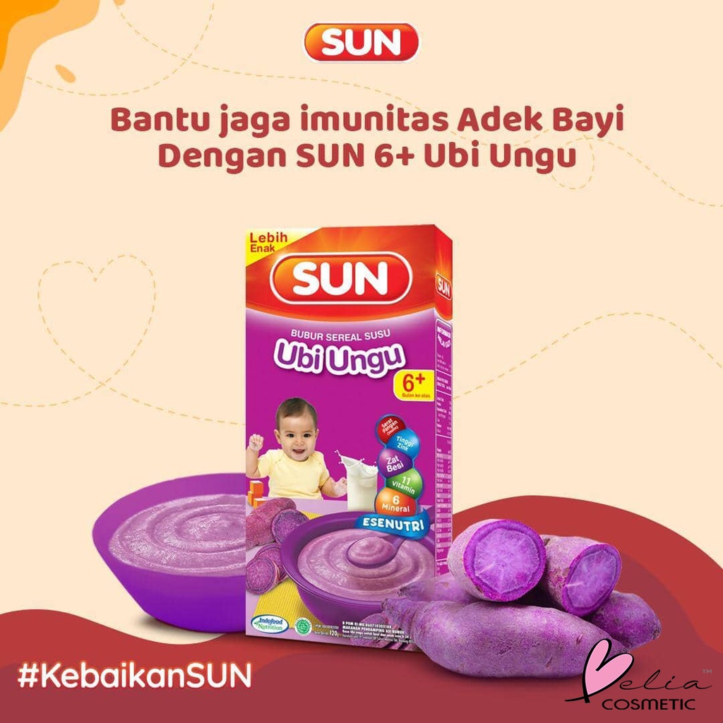 ❤ BELIA ❤ SUN Bubur Sereal Susu 100g &amp; 120g Bayi 6+ bulan keatas | Tim Instant 8+ | Instant | Makanan Aman Baby | Sehat | MPASI | Pendamping ASI | HALAL BPOM