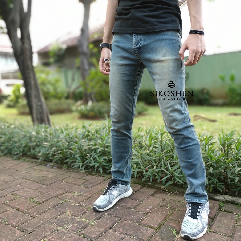 Celana Jeans Pria Original TONY JACK / Soft Jeans Panjang Biru Tua Wash