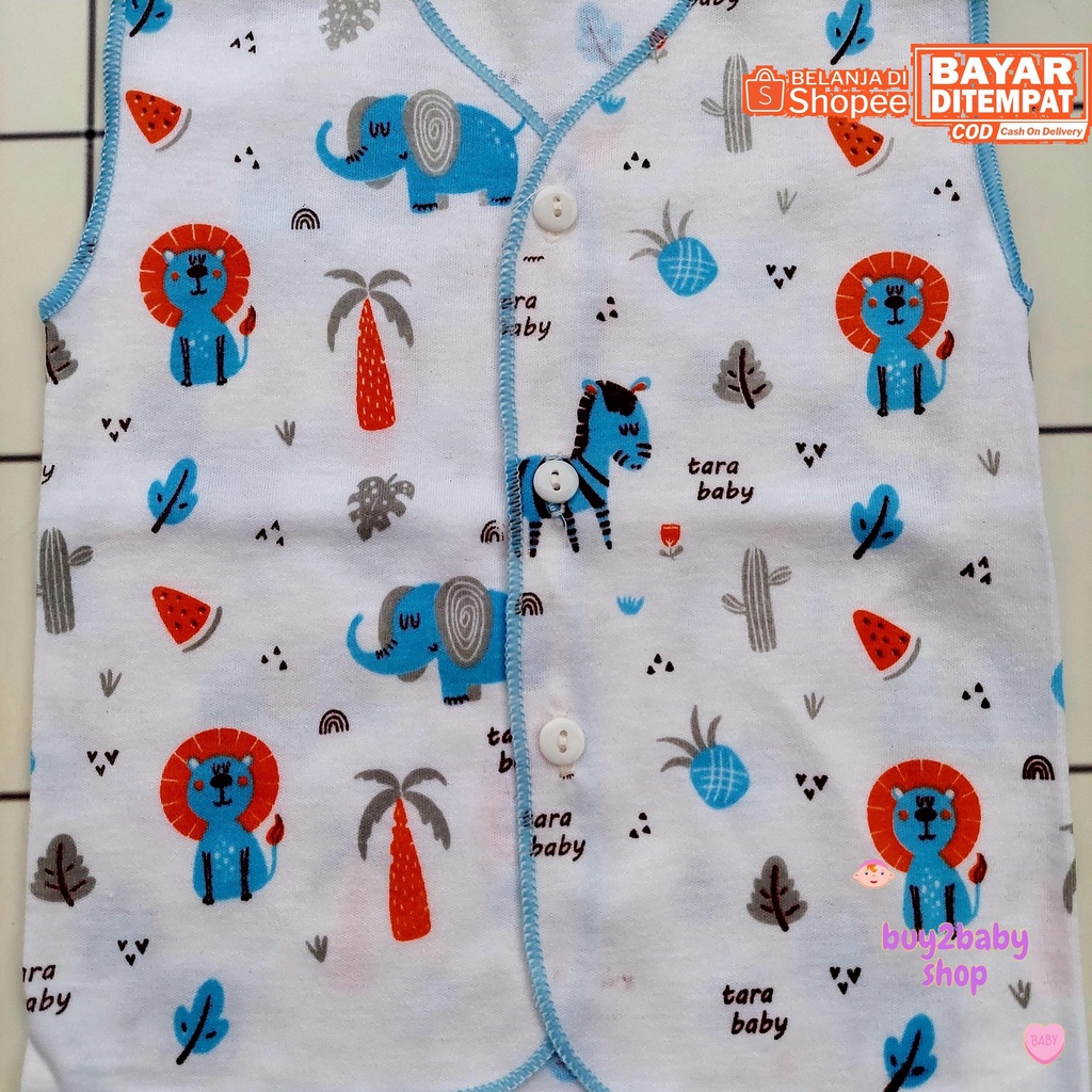 Baju bayi model kutung katun full print color dan putih TARA 0-3 Bulan 3 PCS