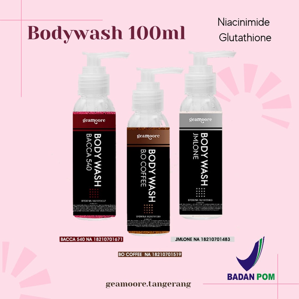 BODYWASH BY GEAMOORE,BOTOL PUMP 100ML,TRAVEL SIZE